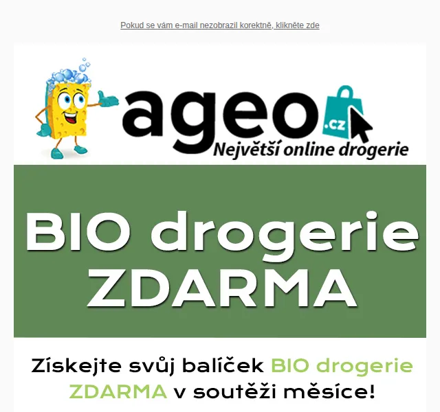 Ageo: balíček BIO drogerie ZDARMA – červen 2026 | Nuslet.cz