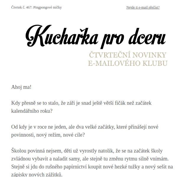 Florentýna - Kuchařka pro dceru: Recept na pingpongové míčky – červen 2026 | Nuslet.cz
