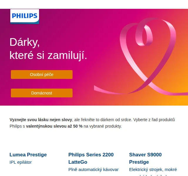 Philips: až 50% sleva na valentýnské dárky – únor 2026 | Nuslet.cz