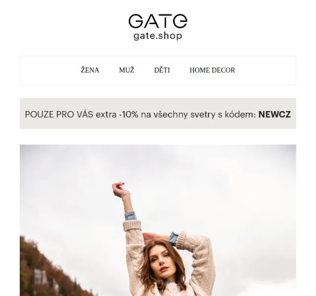 gate.shop: Sleva 10 % na svetry – červen 2026 | Nuslet.cz