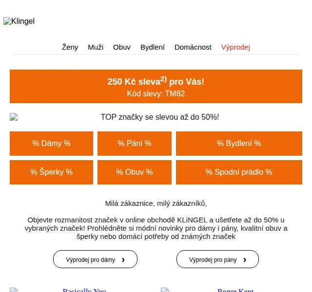KLiNGEL: 250 Kč sleva a TOP značky – červen 2026 | Nuslet.cz