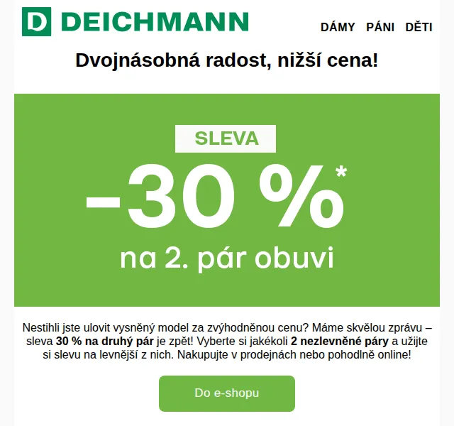 DEICHMANN: Sleva 30 % na druhý pár – červen 2026 | Nuslet.cz