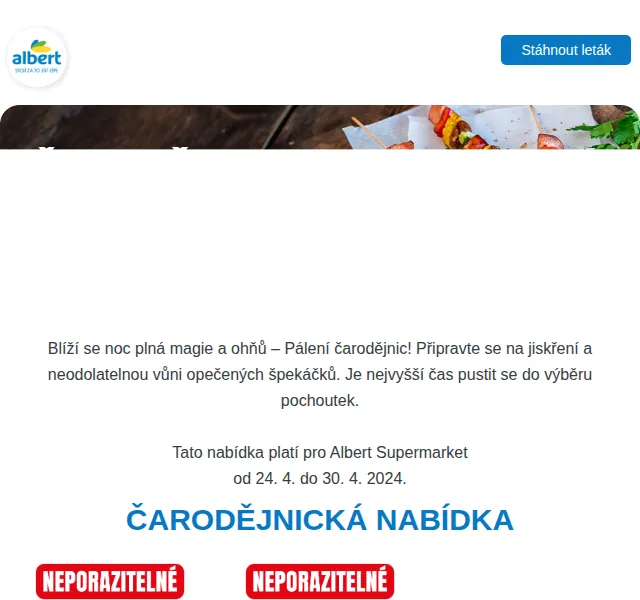 Albert: Čarodějnická nabídka špekáčků a grilování – duben 2024 | Nuslet.cz