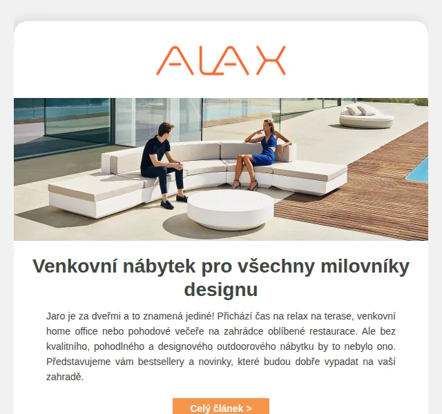 ALAX nábytek: 10% sleva na designový venkovní nábytek – duben 2026 | Nuslet.cz