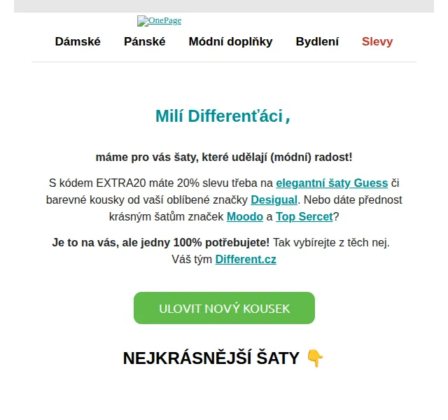 Different.cz: Šaty Guess a Desigual s 20% slevou – červen 2026 | Nuslet.cz