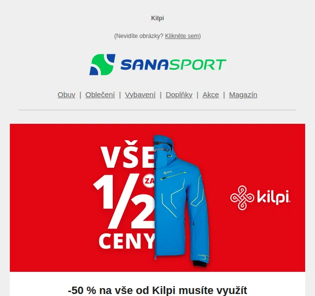 Sanasport: Kilpi – sleva 50 % na vše – červen 2026 | Nuslet.cz