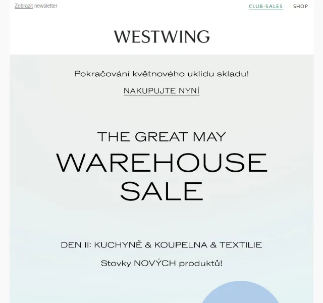 Westwing: Výprodej skladu až -85 % – červenec 2026 | Nuslet.cz