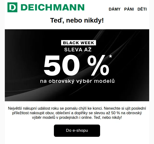 DEICHMANN: Black Week sleva až 50 % – červen 2026 | Nuslet.cz