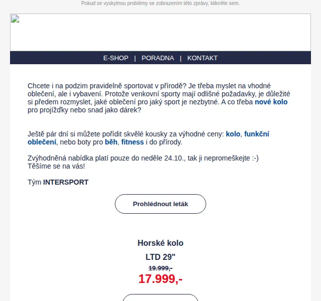 INTERSPORT: Kola a sportovní oblečení se slevou až 33 % – říjen 2021 | Nuslet.cz