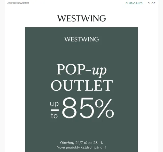 Westwing: Velký outlet až do -85 % – červenec 2026 | Nuslet.cz