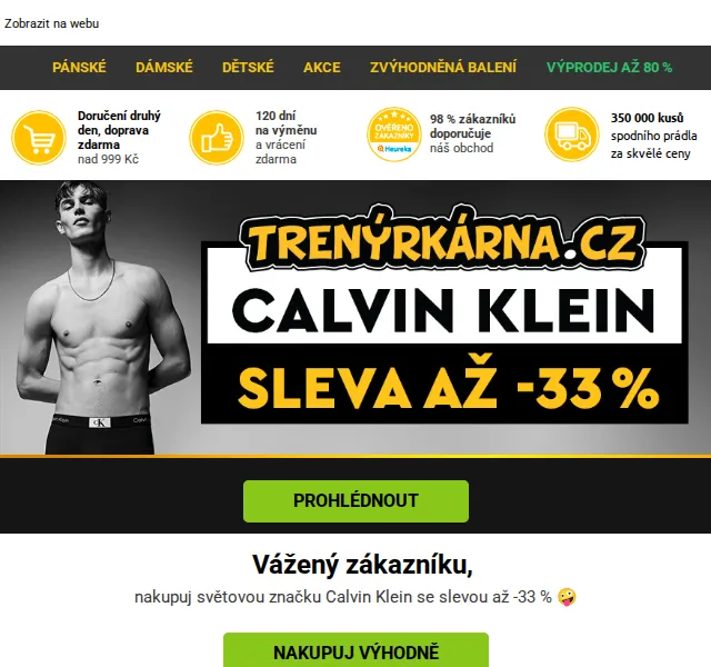 Trenýrkárna: Calvin Klein – sleva až -33 % – červen 2026 | Nuslet.cz