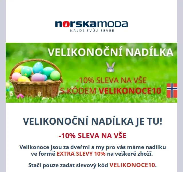 Norskamoda: sleva 10 % na vše – červen 2026 | Nuslet.cz