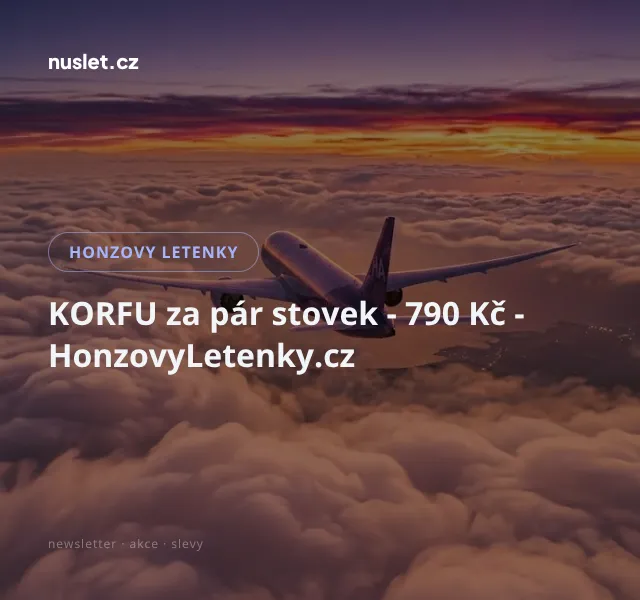 Honzovy letenky: Korfu 790 Kč – červenec 2026 | Nuslet.cz