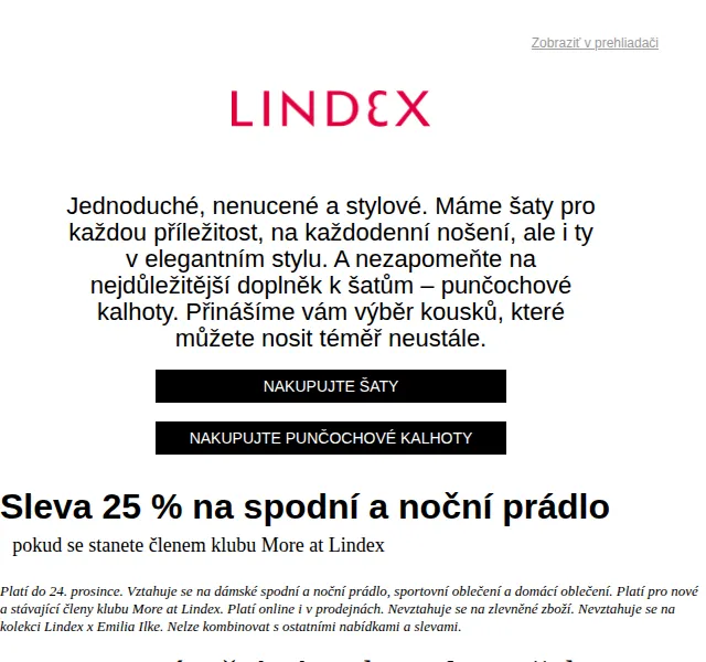Lindex: Šaty a punčocháče se slevou 25 % – prosinec 2026 | Nuslet.cz