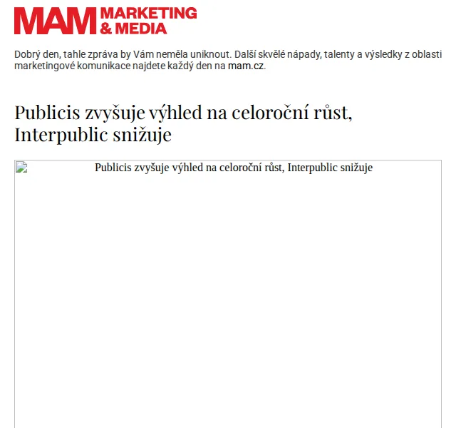 Marketing & Media: Publicis zvyšuje výhled na růst – červen 2026 | Nuslet.cz