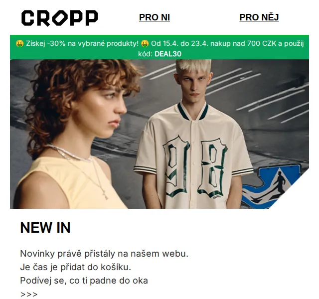 Cropp: sleva 30 % na vybrané produkty – červenec 2026 | Nuslet.cz