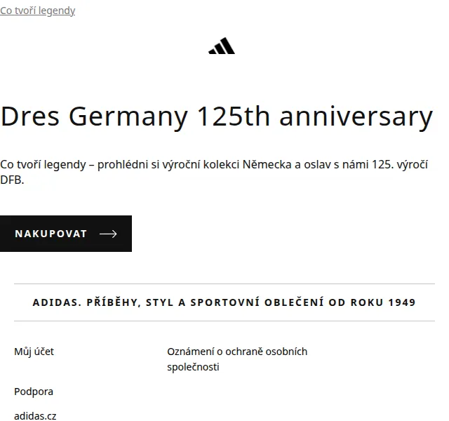 adidas: Dres Německo 125. výročí – červen 2026 | Nuslet.cz