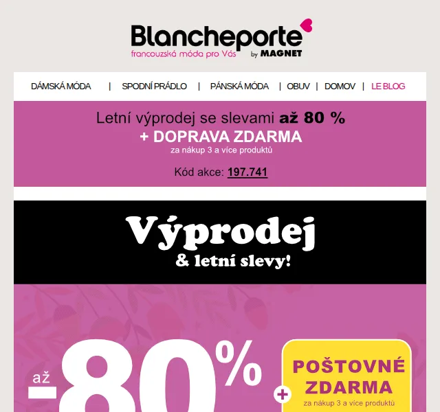 Blancheporte: Výprodejové finále se slevami až 80 % – červen 2026 | Nuslet.cz