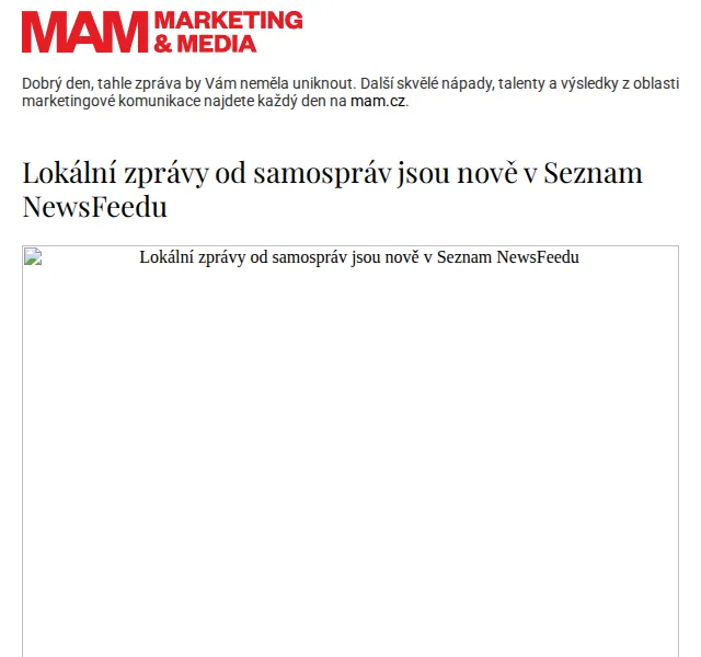 Marketing & Media: Lokální zprávy od samospráv v Seznam NewsFeedu – červen 2026 | Nuslet.cz