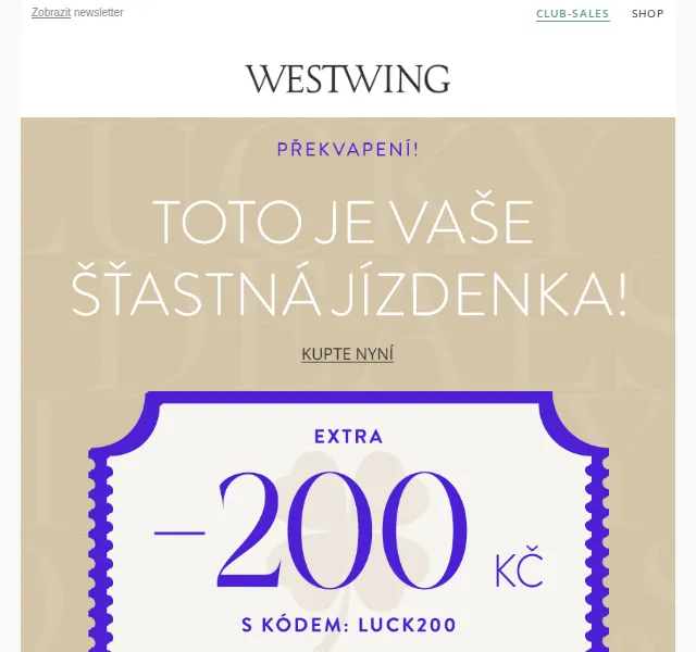 Westwing: kupón 200 Kč – červen 2026 | Nuslet.cz