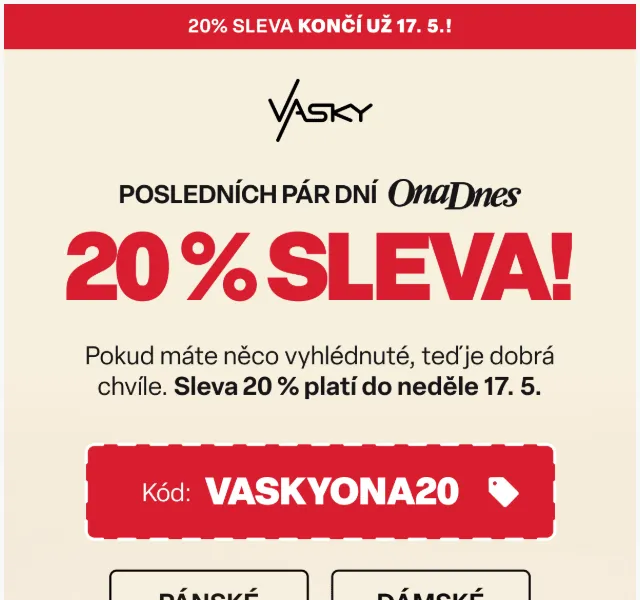 Vasky: 20 % sleva na boty – květen 2026 | Nuslet.cz