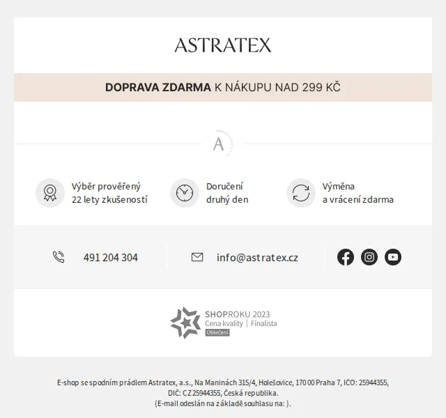 Astratex.cz: Nightshopping −20 % a doprava zdarma – červen 2026 | Nuslet.cz