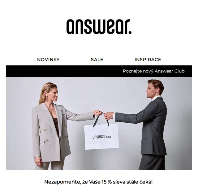 ANSWEAR.cz: Sleva 15 % na první nákup – duben 2026 | Nuslet.cz