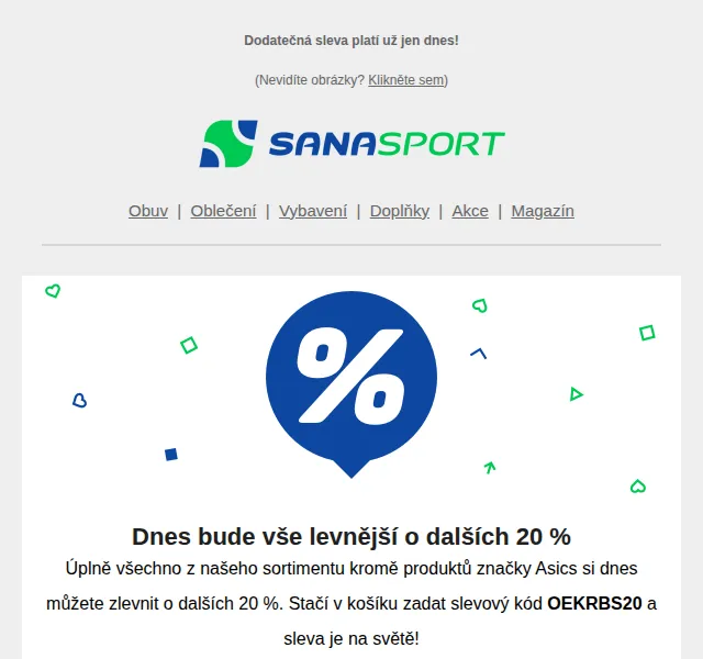 Sanasport: Dodatečná sleva 20 % na sportovní výbavu – červen 2026 | Nuslet.cz