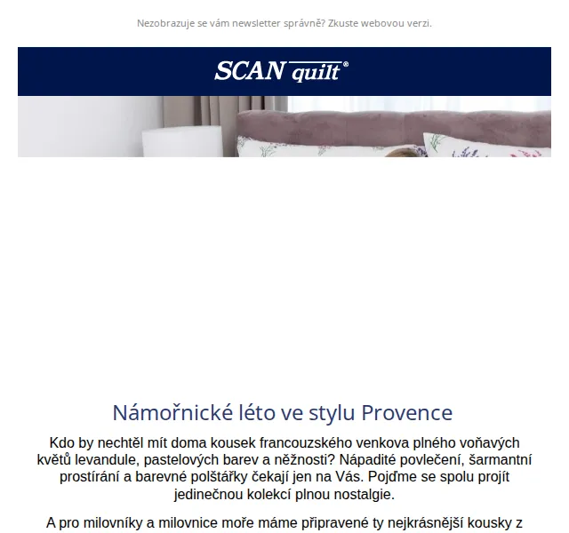 Lucie T. | SCANquilt: Letní povlečení Provence – červenec 2026 | Nuslet.cz