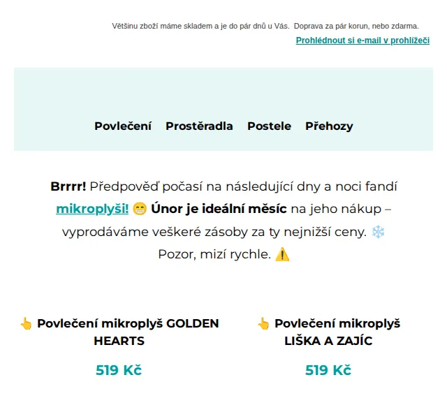 Výprodej povlečení: Mikroplyš od 499 Kč – únor 2026 | Nuslet.cz