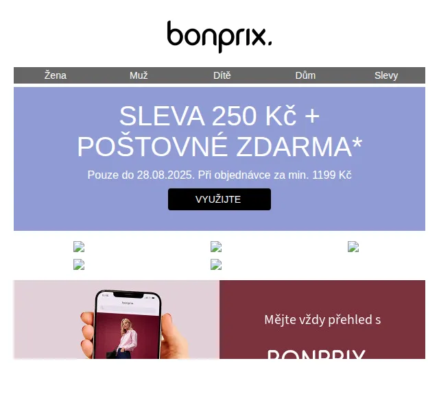bonprix: sleva 250 Kč + doprava zdarma – červenec 2026 | Nuslet.cz