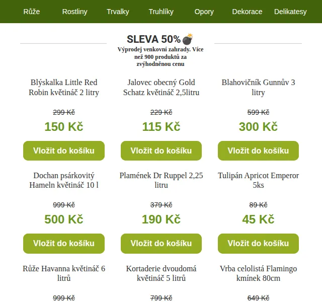 Truhlíkov.cz: Podzimní slevy 50 % na venkovní rostliny – červenec 2026 | Nuslet.cz