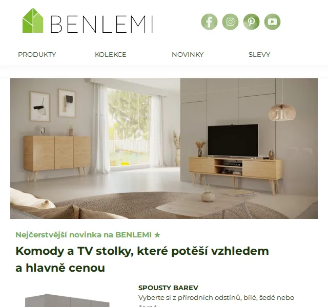 Michal z rodiny Benlemi: Komody a TV stolky – červen 2026 | Nuslet.cz