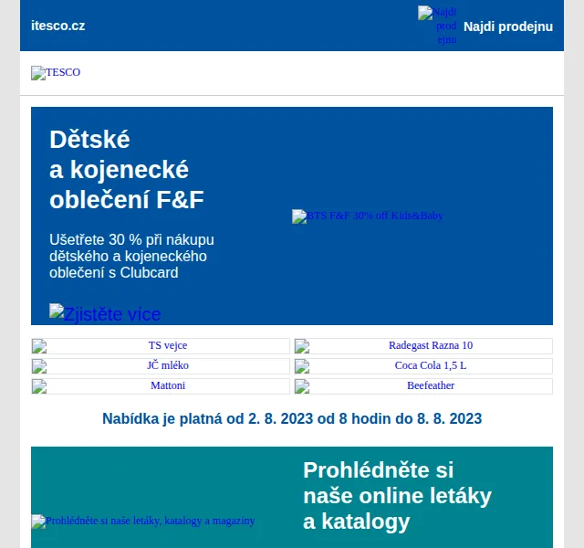 Tesco: 30 % na dětské & kojenecké oblečení F&F – červenec 2026 | Nuslet.cz