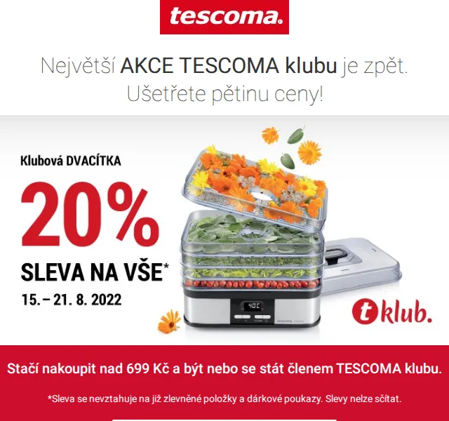 Tescoma: Sleva 20 % na sezónu hub červen 2026 | Nuslet.cz