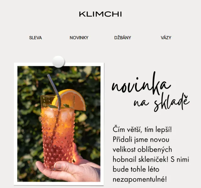 KLIMCHI: Nová velikost hobnail skleniček – červen 2026 | Nuslet.cz