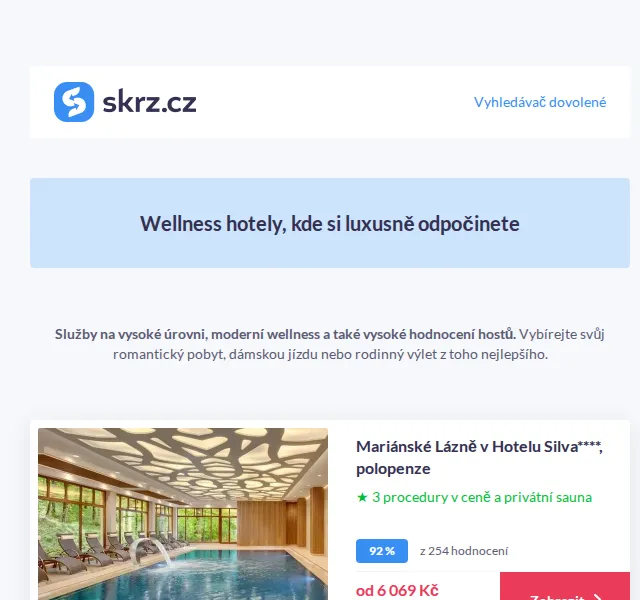 Skrz: Wellness pobyty v luxusních hotelech – červenec 2026 | Nuslet.cz