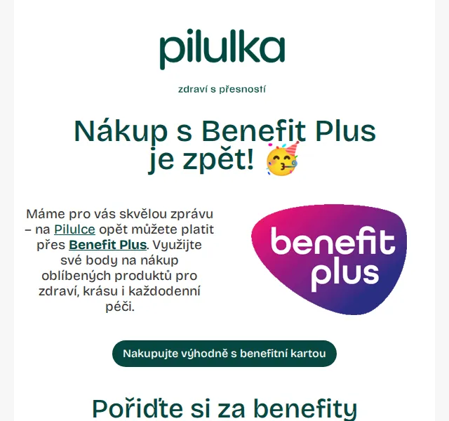 Pilulka.cz: Benefit Plus je zpět – červen 2026 | Nuslet.cz