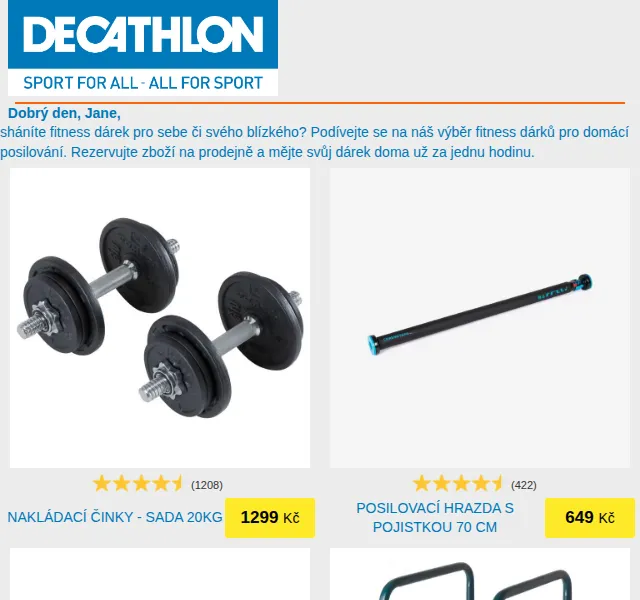 DECATHLON: Fitness dárky s činkami 20kg od 1299 Kč – červen 2026 | Nuslet.cz