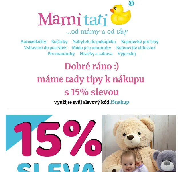 Mamitati.cz: 15% sleva na oblečení a výbavu – červen 2026 | Nuslet.cz
