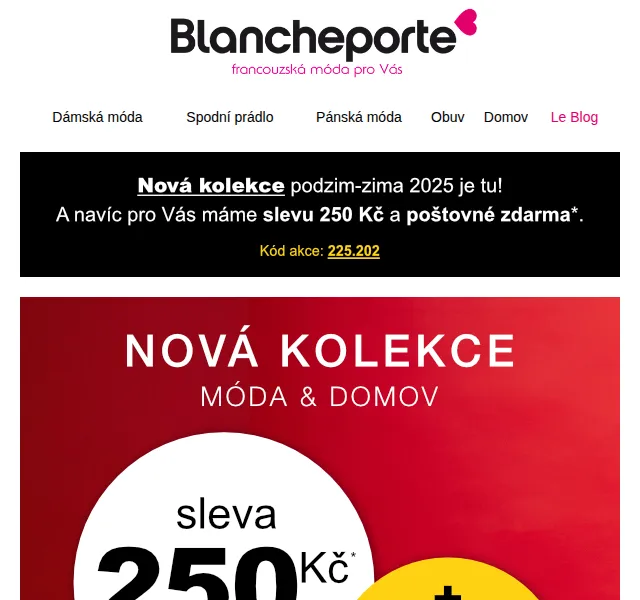 Blancheporte: Nová kolekce podzim 2025 – slevový kupón 250 Kč – červen 2026 | Nuslet.cz
