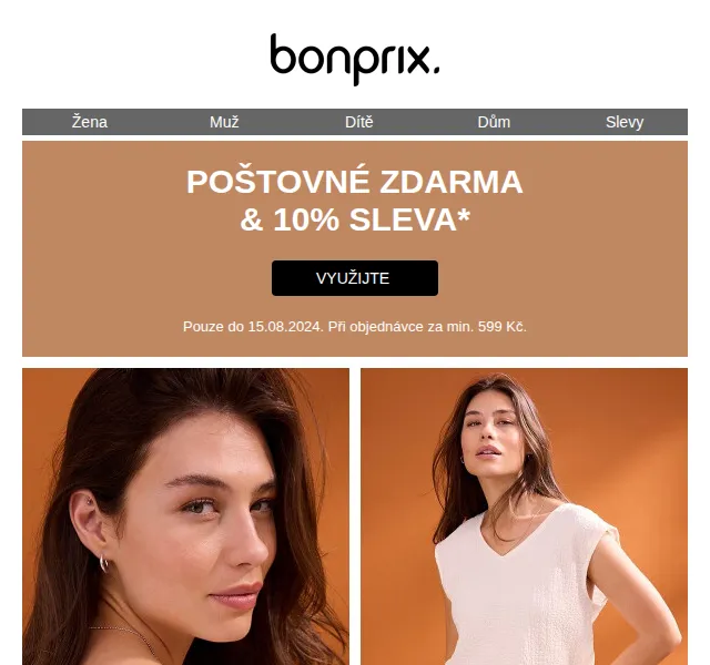 bonprix: Poštovné zdarma a 10% sleva – červen 2026 | Nuslet.cz