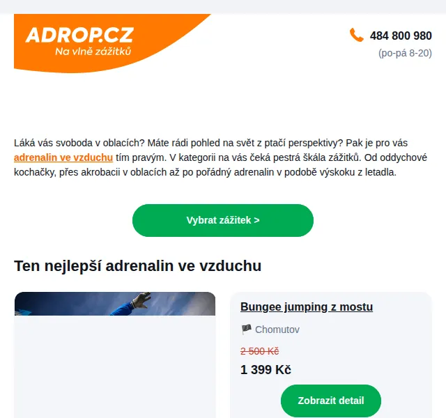 Adrop: Adrenalinové zážitky v oblacích – červen 2026 | Nuslet.cz