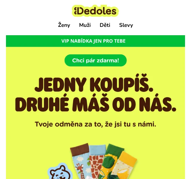 Dedoles: Ponožky 1+1 zdarma – srpen 2026 | Nuslet.cz