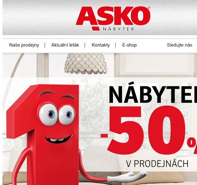 Asko Nábytek: 50% slevy po celý víkend – červen 2026 | Nuslet.cz