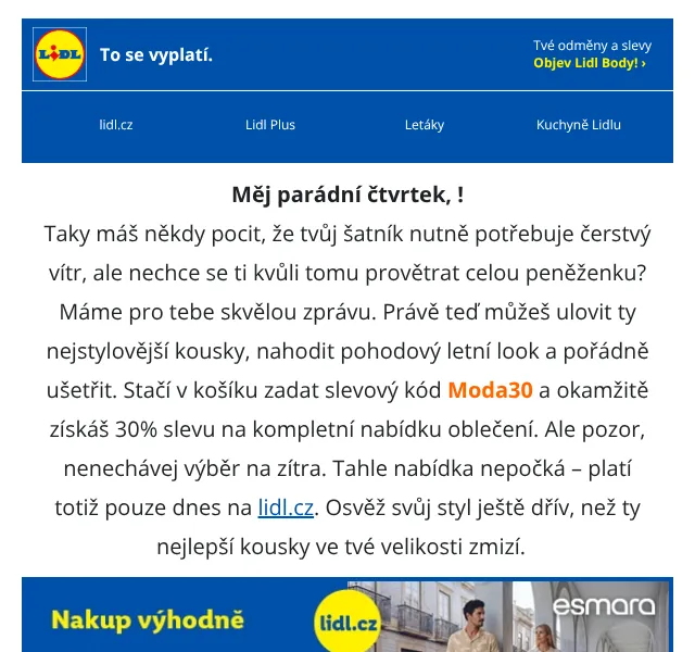 Lidl: Móda a obuv až 30 % sleva – červen 2026 | Nuslet