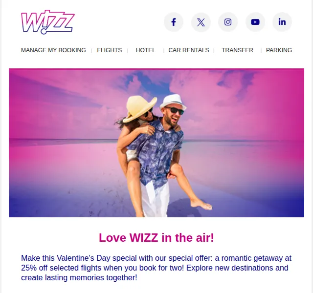 Wizz Air: 25% sleva na letenky pro dva – únor 2025 | Nuslet.cz