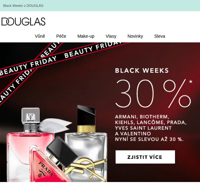Douglas CZ: Black Weeks sleva až 30 % na Armani, Lancôme – červenec 2026 | Nuslet.cz