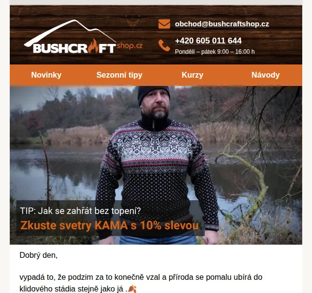 Bushcraftshop: Sleva 10 % na svetry KAMA – říjen 2023 | Nuslet.cz