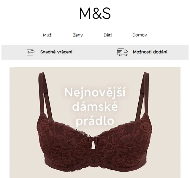 Marks and Spencer: Dámské prádlo a podprsenky A–H – červen 2026 | Nuslet.cz